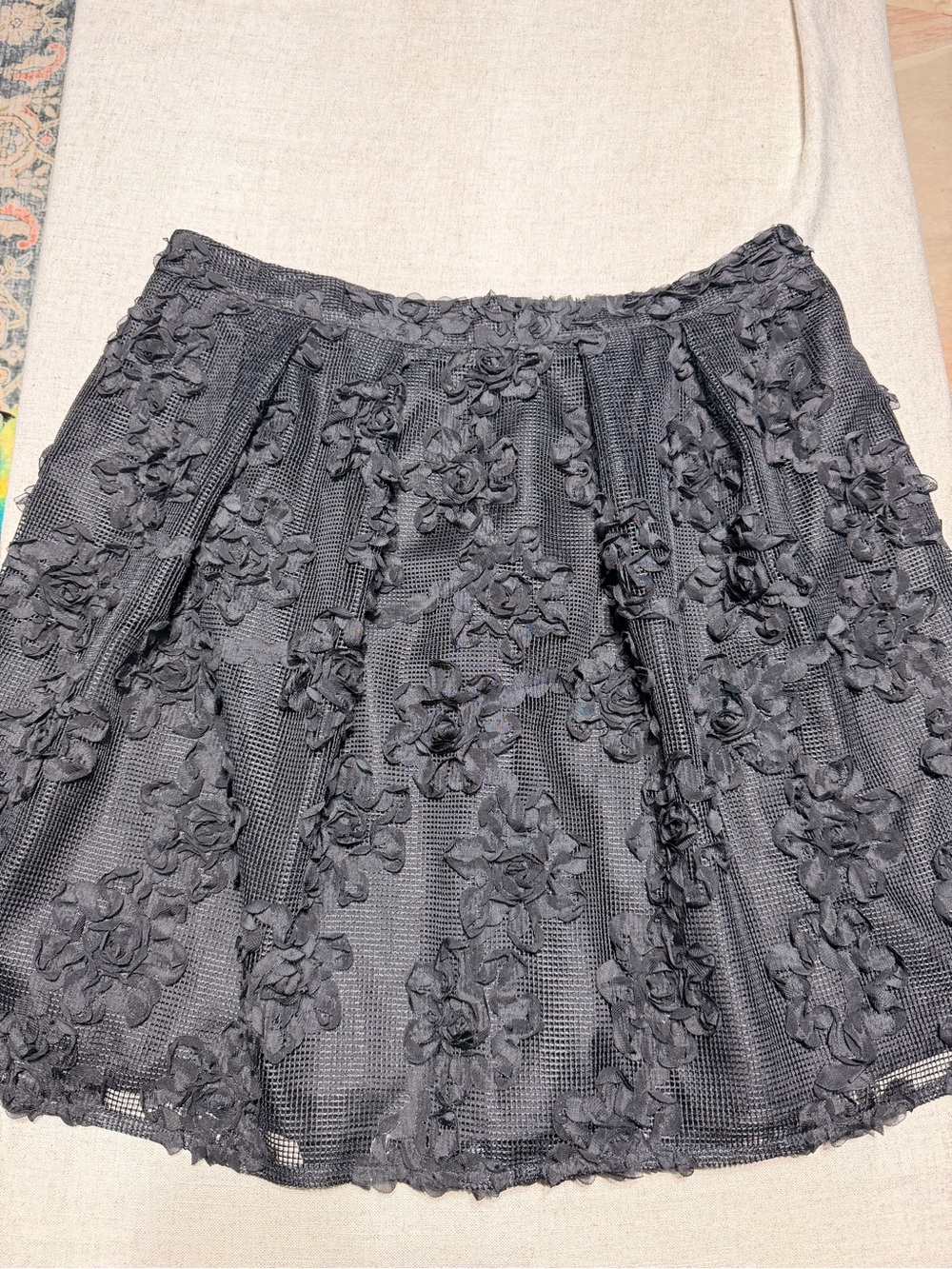 Worthington Black Floral Appliqué Skater Skirt